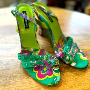 Claudia Ciutti elegant 4” wedge heel sandals with rhinestones